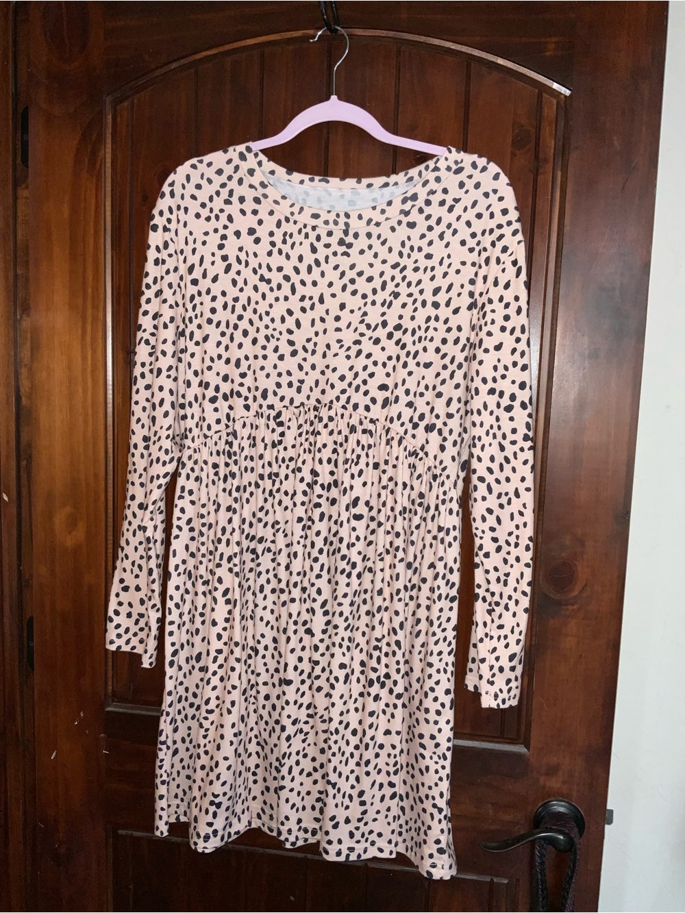 Pink & Black Leopard Print Long Sleeve Midi Dress M/L